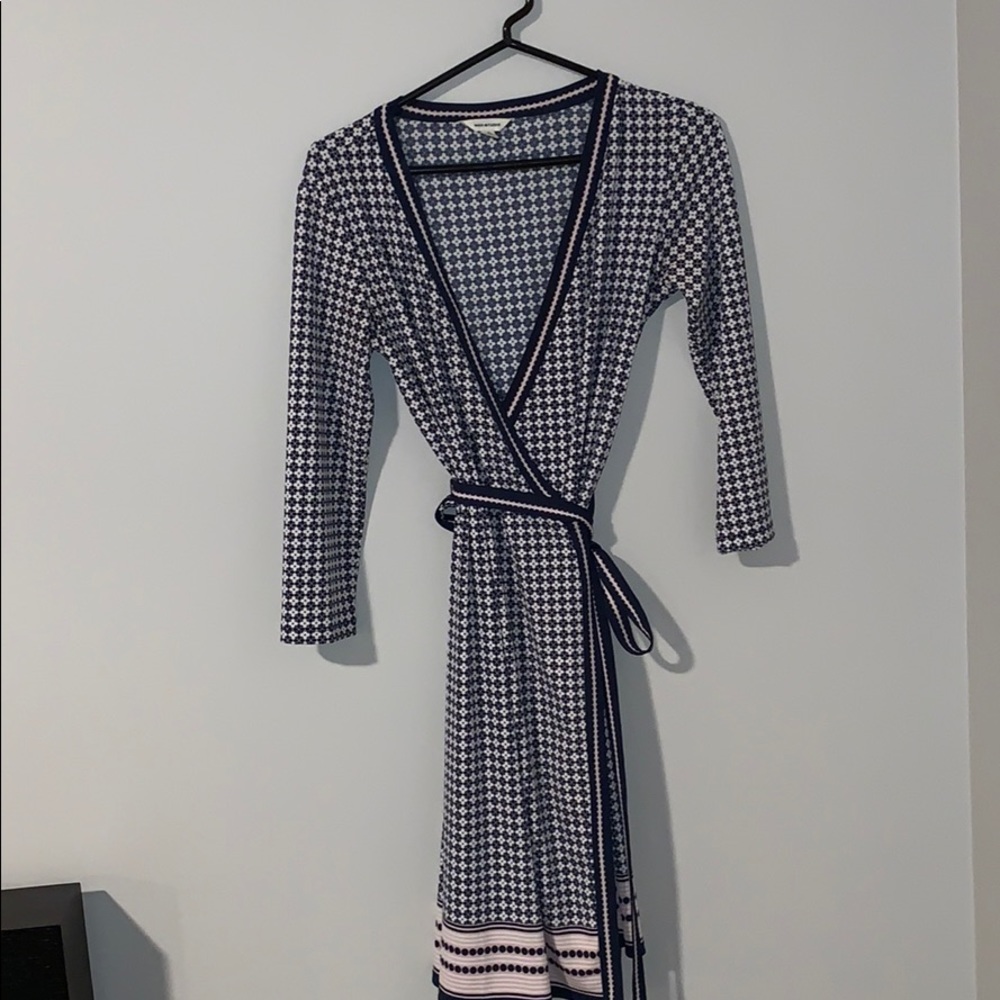 Wrap Dress-Light Blue and Pink